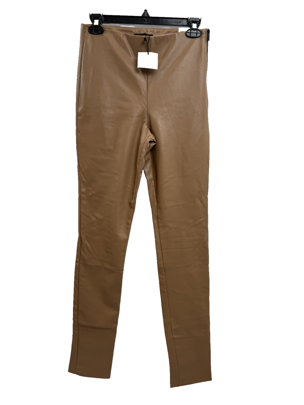 Womens Zara Camel Faux Leather Leggings Pants Size M 28